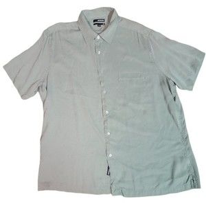 Murano Green Silk Short Sleeve Button Down Shirt Size XL